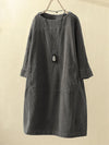 Relaxed, long-sleeved corduroy dress