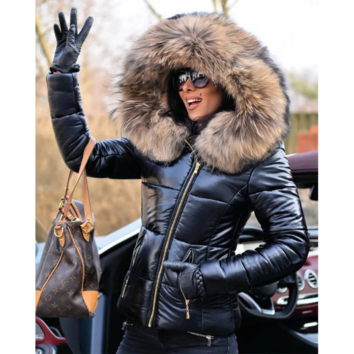 Stylish jacket with faux fur lining, hood and collar