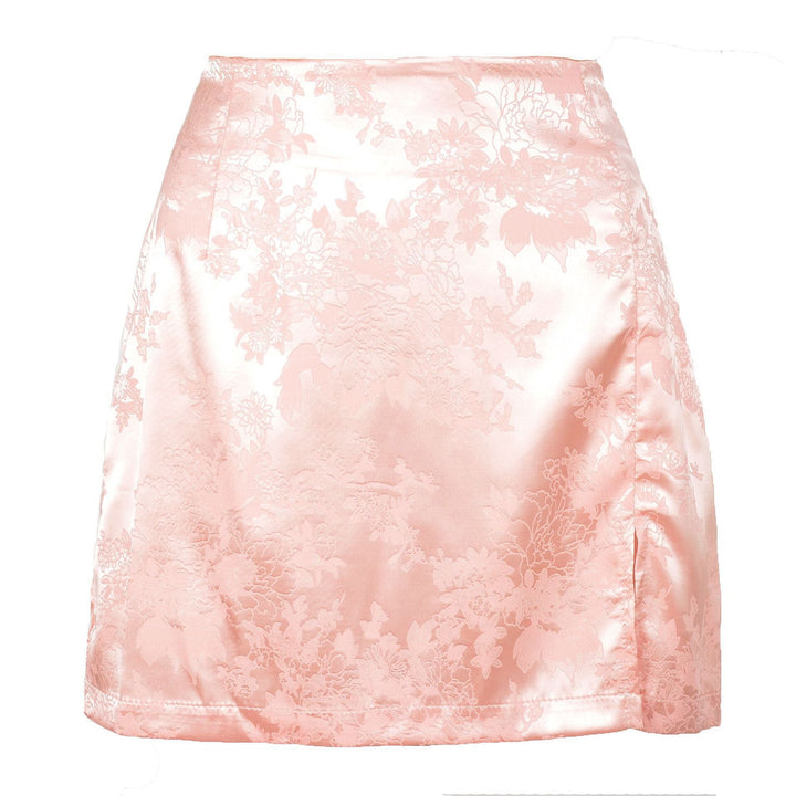 Modern Satin High Waist Zip Slit Skirt Women