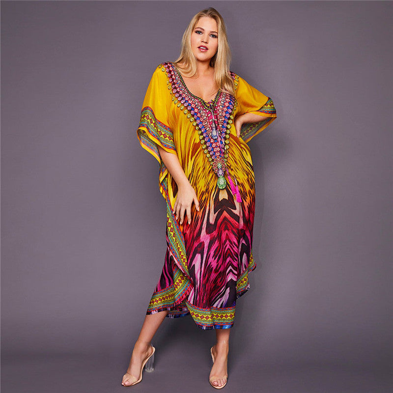 Glamourous Printed Beach Gown Type Cover up