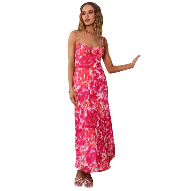 Flowing maxi dress with floral pattern