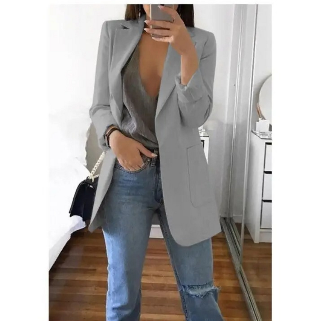 Khaki-coloured long ladies' blazer