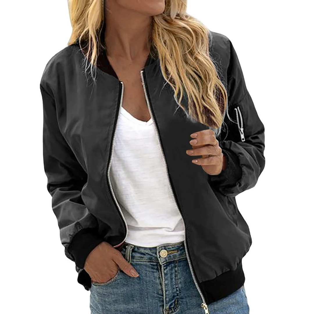 Lightweight bomber jacket with zip