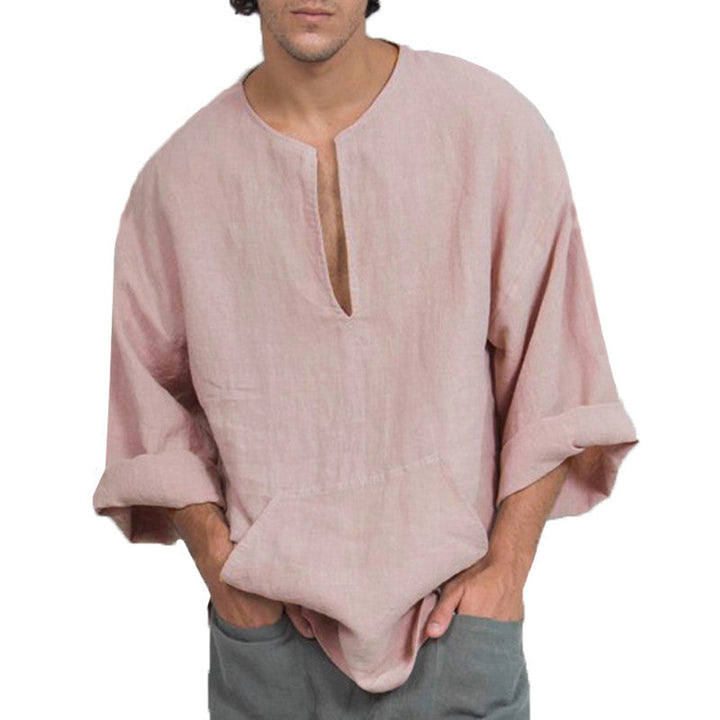 Ethnic loose linen T-shirt for men