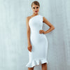 Timeless cross-shoulder fishtail slim fit dress