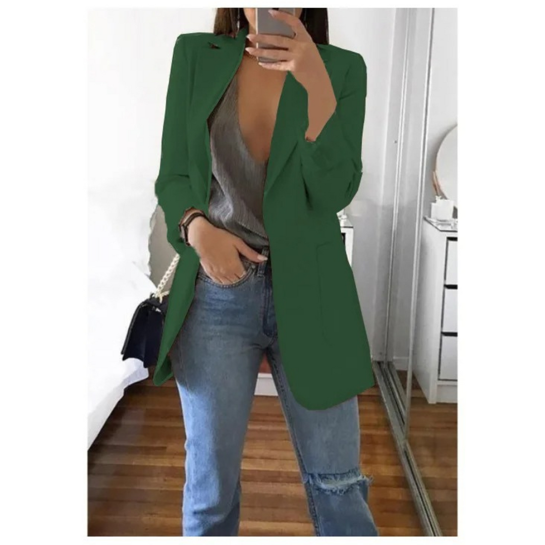 Khaki-coloured long ladies' blazer