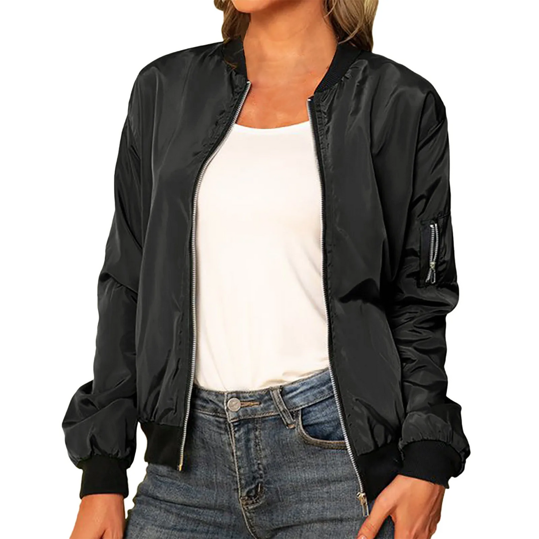 Lightweight bomber jacket with zip