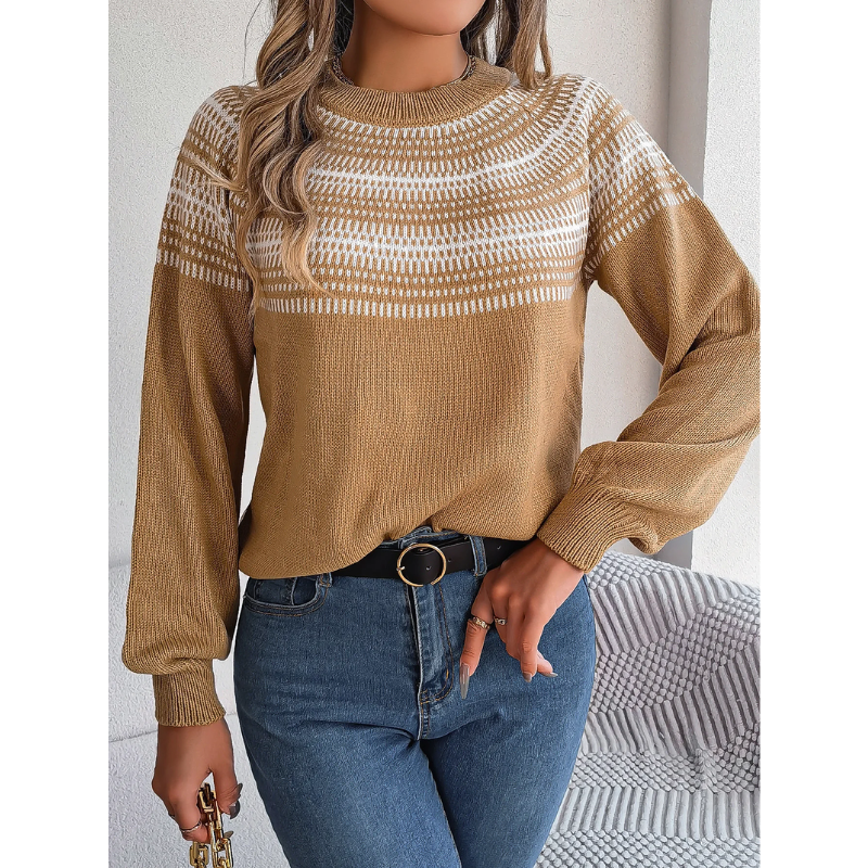 Knitted women's jumper with a Norwegian pattern