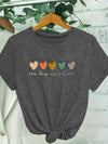 T-shirt with heart letter print and round neckline