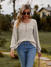 Long-sleeved jumper with button placket