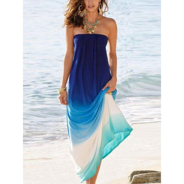 Stunning Gradient Print Dress Beach Fashion