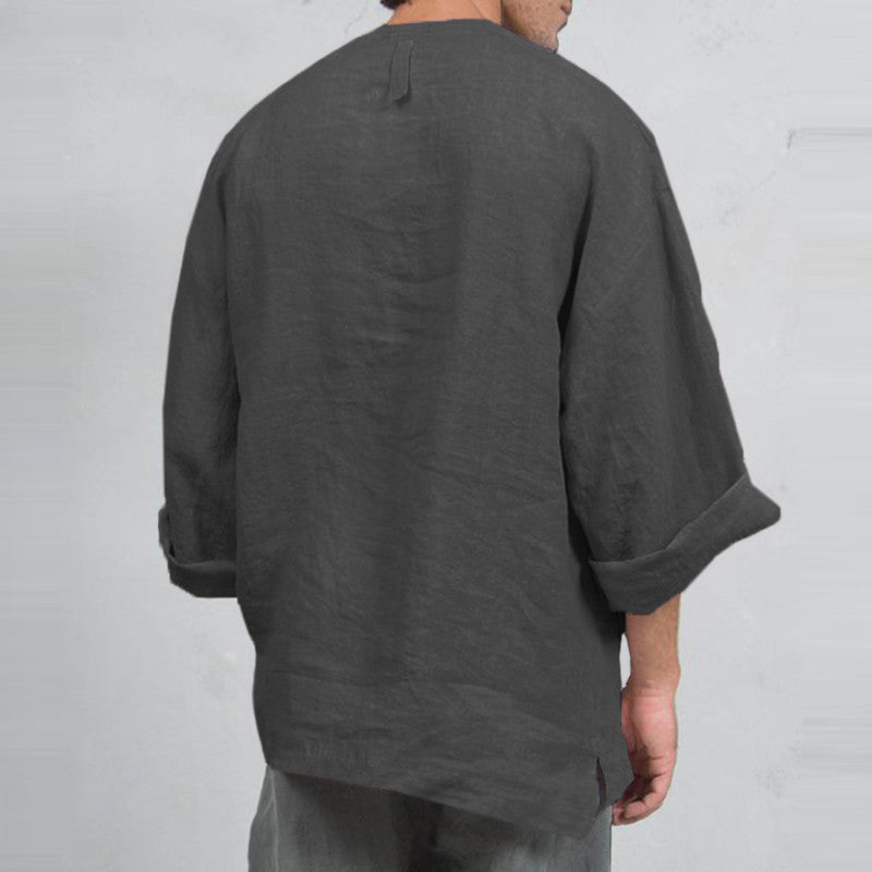 Ethnic loose linen T-shirt for men