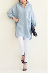 Women's - Loose-fitting Linen Shirt - Breathable Summer Style - Perfect for Casual Outings