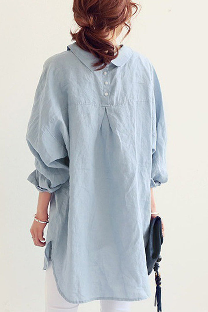 Women's - Loose-fitting Linen Shirt - Breathable Summer Style - Perfect for Casual Outings