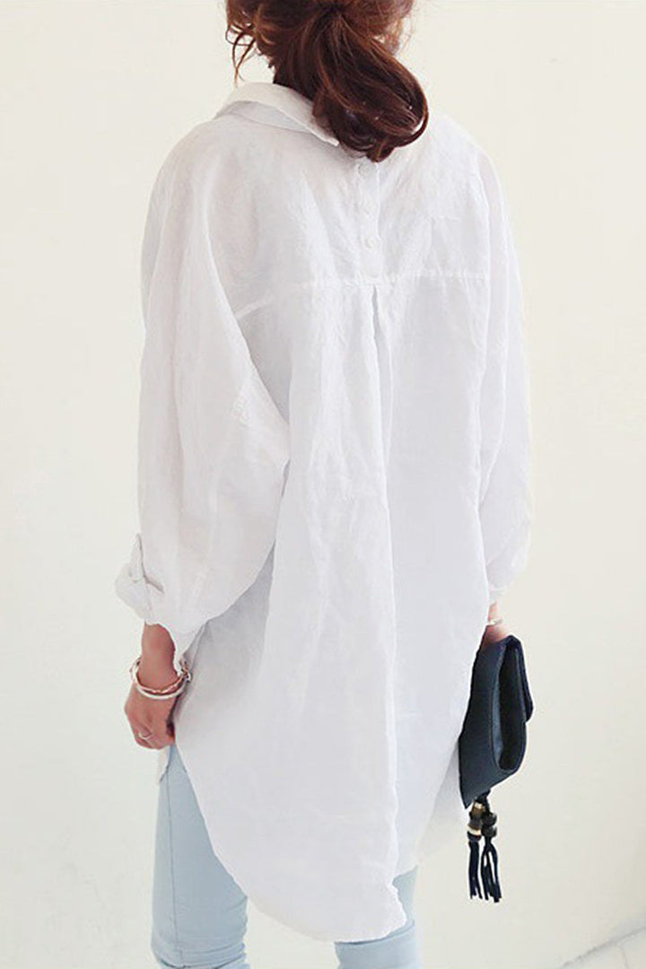 Women's - Loose-fitting Linen Shirt - Breathable Summer Style - Perfect for Casual Outings