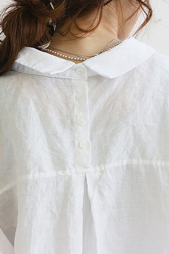 Women's - Loose-fitting Linen Shirt - Breathable Summer Style - Perfect for Casual Outings