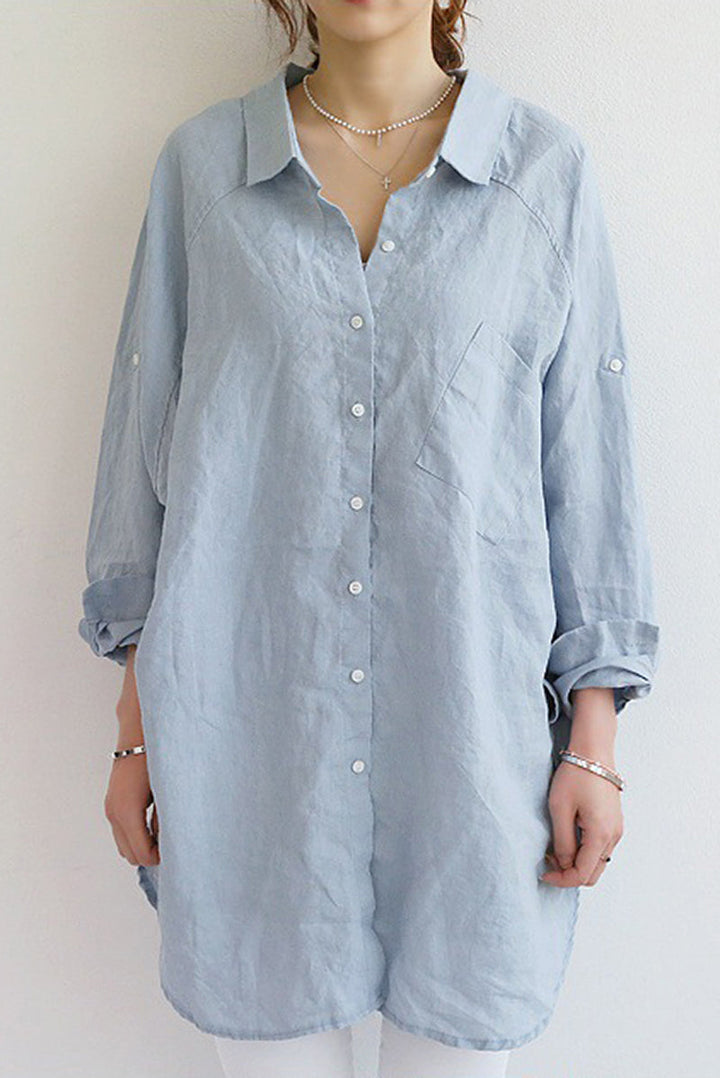 Women's - Loose-fitting Linen Shirt - Breathable Summer Style - Perfect for Casual Outings