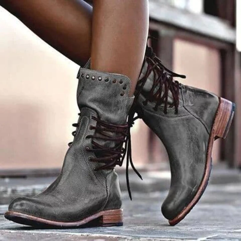 Women's - Boots - Stylish Faux Leather - Comfortable & Versatile - Footwear for Every Occasion