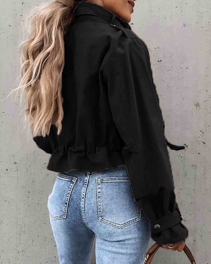 Women's - Stylish Transition Jacket with Pockets - Cropped - Versatile Fashion