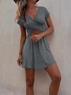 Versatile duo-sided printed mini dress with neckline