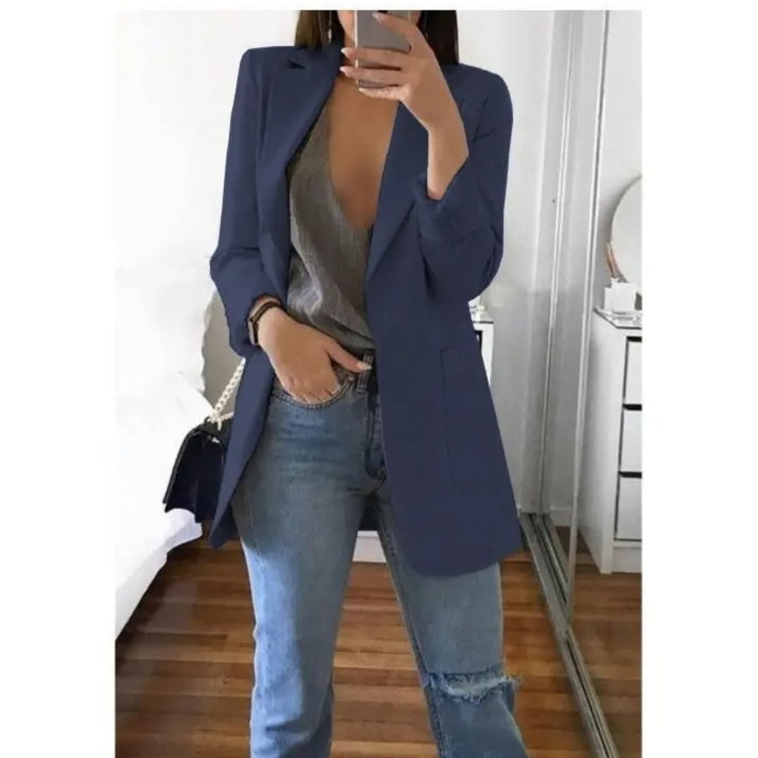 Khaki-coloured long ladies' blazer