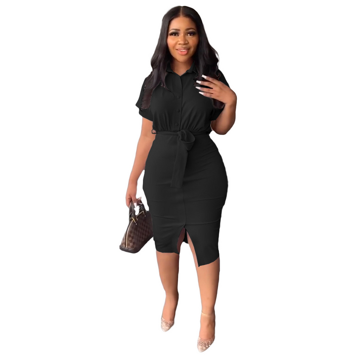 Bodycon dress with button placket