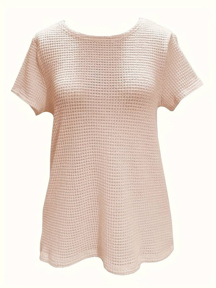 T-shirt with contrasting lace and round neckline