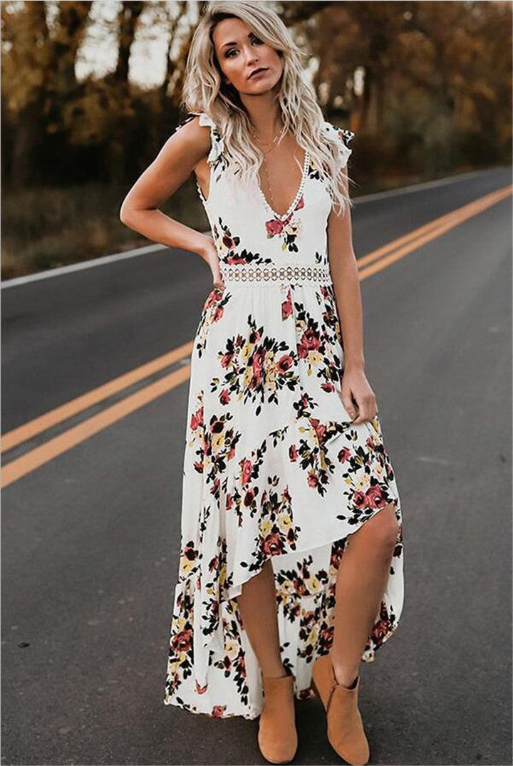 Sleeveless, irregularly printed dress