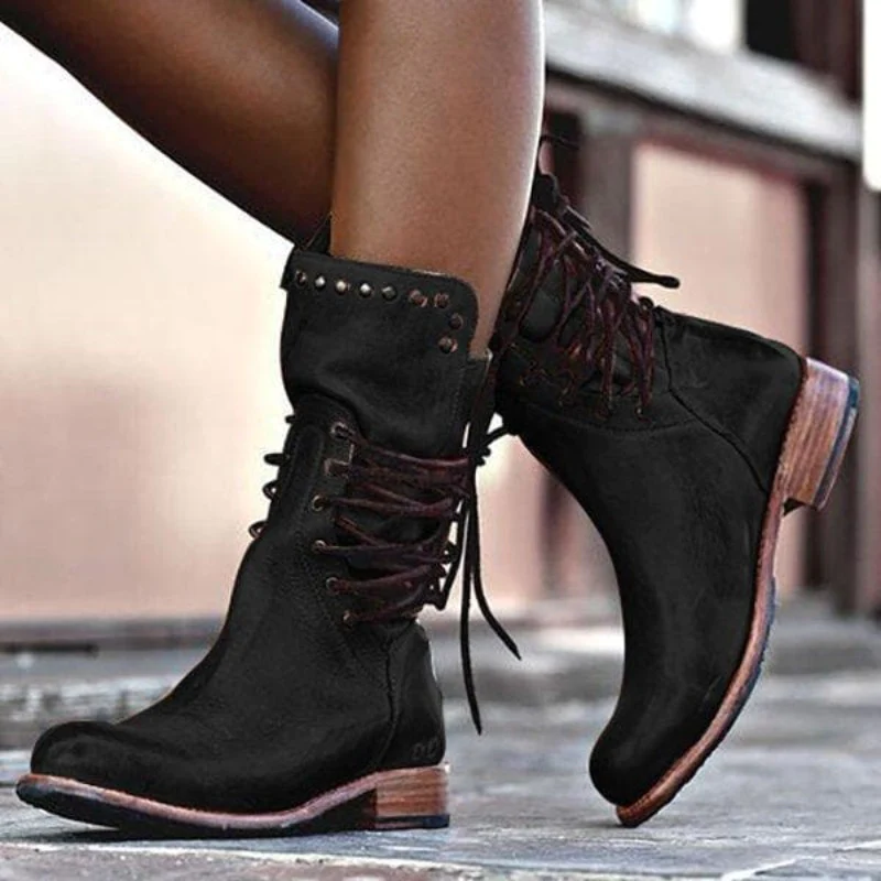 Women's - Boots - Stylish Faux Leather - Comfortable & Versatile - Footwear for Every Occasion