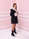 Faux fur puffer coat with hood for women