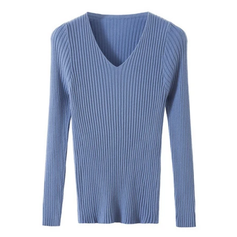 Slim-fit jumper with ribbed V-neckline for a chic look