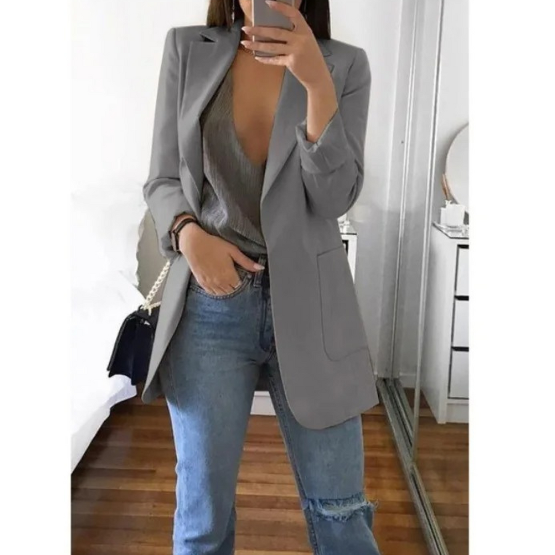 Khaki-coloured long ladies' blazer