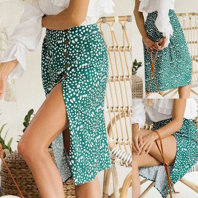 Comfortable printed loose single-breasted skirt