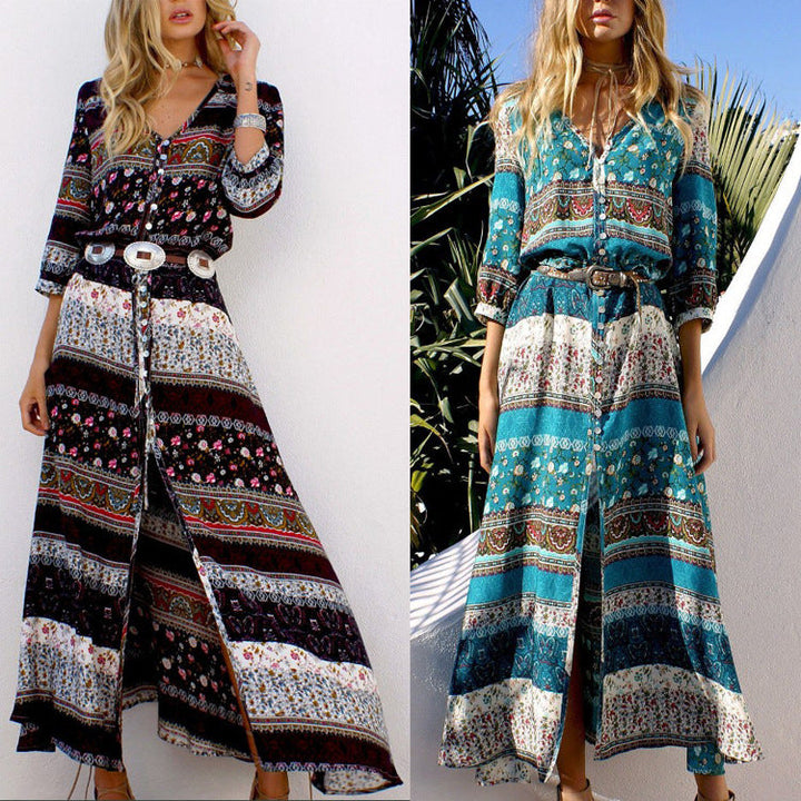 High Quality Cardigan Print Chested Beach Dress