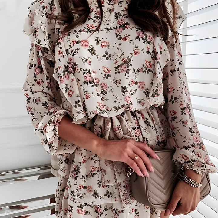 Long-sleeved floral dress