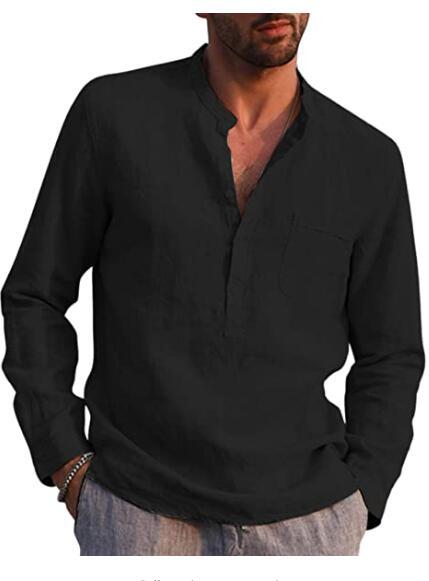 Men's long-sleeved shirt with V-neck