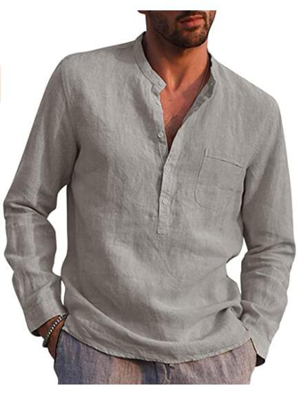 Men's long-sleeved shirt with V-neck