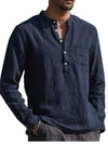 Men's long-sleeved shirt with V-neck