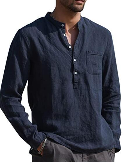 Men's long-sleeved shirt with V-neck