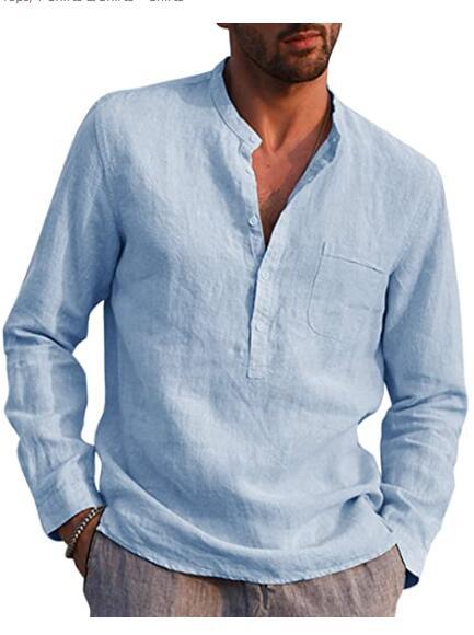 Men's long-sleeved shirt with V-neck