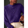 Loose Knitting Hollow Stitching Long Sleeve Women's Blouse