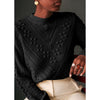 Loose Knitting Hollow Stitching Long Sleeve Women's Blouse