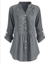 Fashionable women's blouse with V-neck and long sleeves