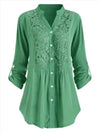 Fashionable women's blouse with V-neck and long sleeves