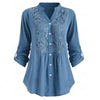 Fashionable women's blouse with V-neck and long sleeves