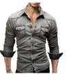 Men's casual shirt with long sleeves in denim