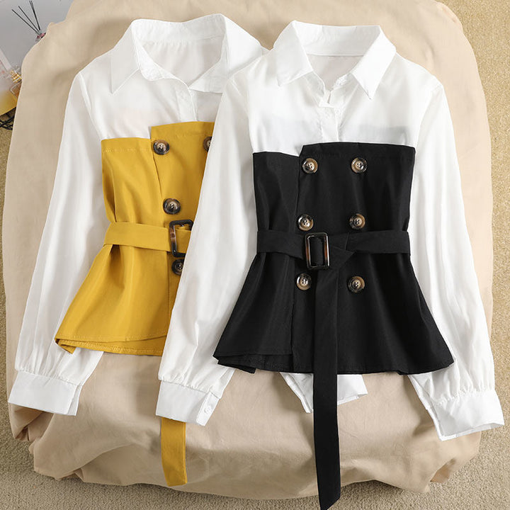 Fashionable Women Korean Loose Spring Two Piece Blouse