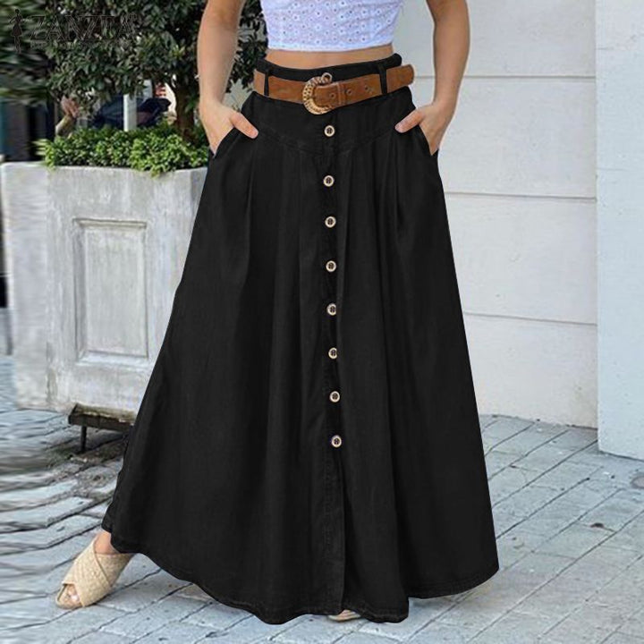 Modern Stylish Women Skirts Spring High Waist Solid Long