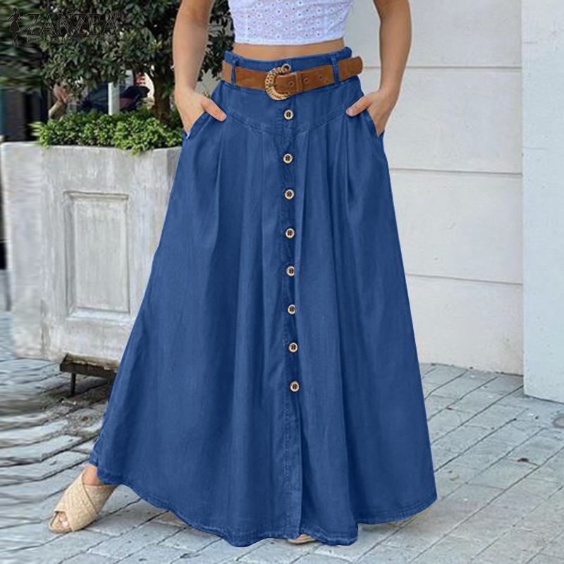 Modern Stylish Women Skirts Spring High Waist Solid Long