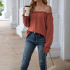 One-shoulder long sleeve blouse fashion colour